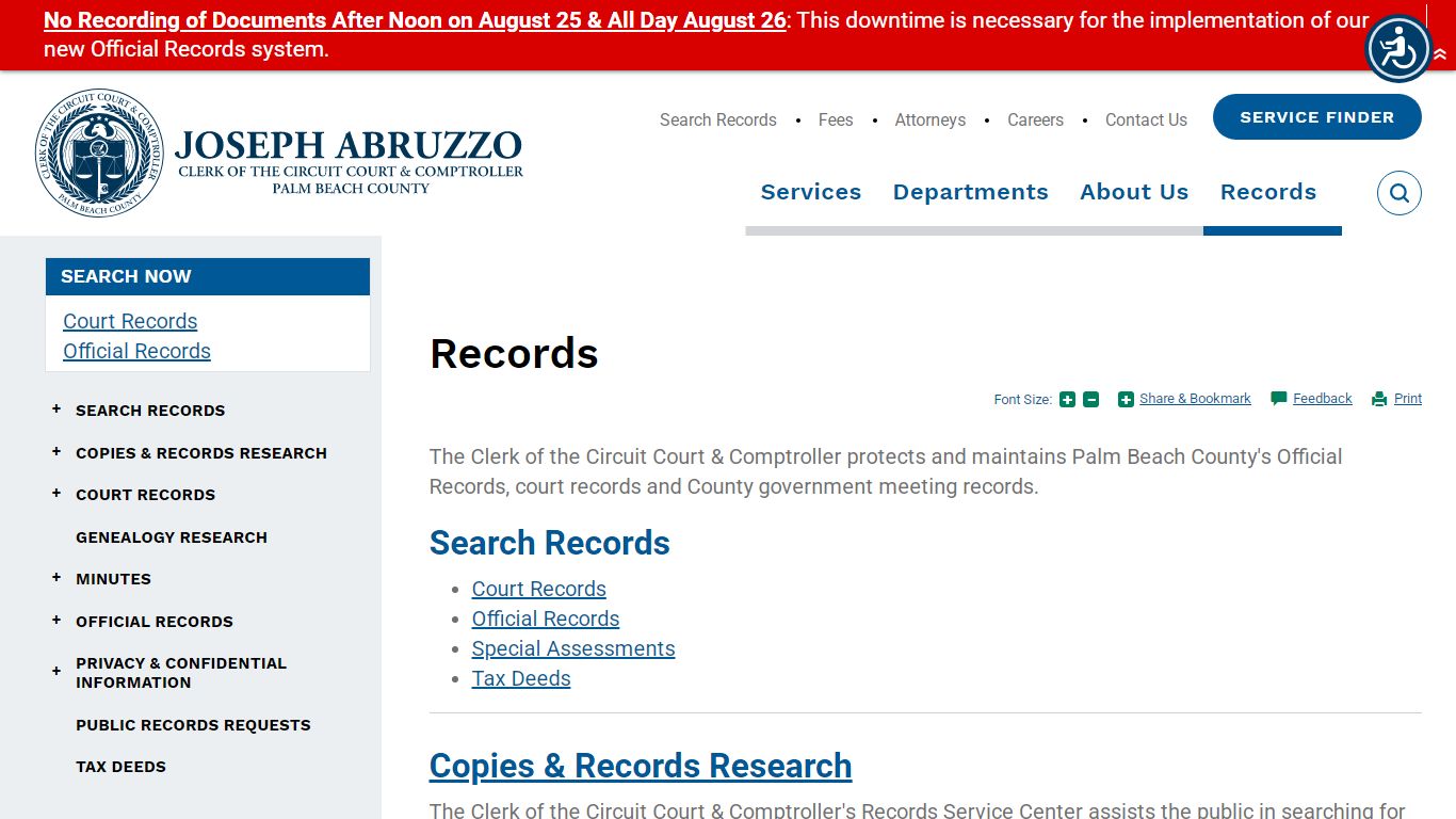 Records | Clerk of the Circuit Court & Comptroller, Palm Beach County